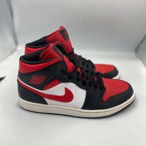 Size 12.5 Men’s Nike Air Jordan 1 Mid Bred / White Used No Box Retro